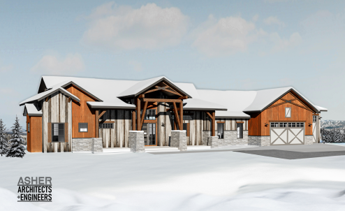 23.12.08 Steamboat Springs Mountain Ranch Residence - Front Perspective Render-asher logo